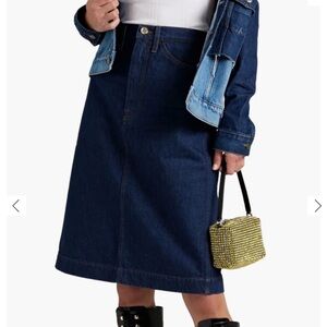 Frame Le Italien Dark Blue Denim Midi Skirt, Size 31 (8)